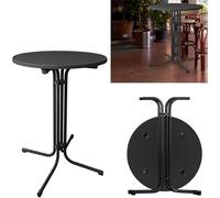 YUENFONG Table haute Table de bistrot pliante Ø 80 cm Table pliante en aluminium ronde 110 cm de haut Table de bar, montage facile,Noir