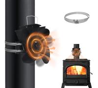 YUENFONG Ventilateur de cheminée à 4 pales pour tuyau de poêle, Ventilateur de poêle, Fonctionne à la chaleur, Ventilateur de cheminée silencieux pour bois, bois de chauffage, foyer, tuyau de poêle, M