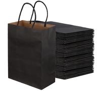 YUENPUN Lot de 100 sacs cadeaux en papier kraft avec poignées - 21 x 15 x 8 cm - Sacs à dragées noirs pour anniversaire, mariage, Noël, bonbons
