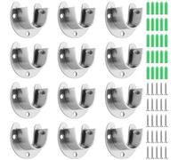 YUENPUN Lot de 12 supports de tringle à bride en acier inoxydable pour tringle de placard - 25 mm