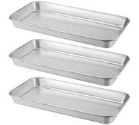 YUENPUN Lot de 3 plateaux médicaux en métal, 22,5 x 11,7 x 2 cm, petit plateau d'instruments pour le stockage des fournitures d'instruments de laboratoire