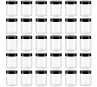 YUENPUN Lot de 30 bocaux à bonbons ronds vides en plastique transparent de 250 ml avec couvercles pour aliments secs, bonbons, cacahuètes