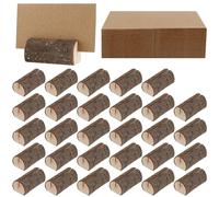 YUENPUN Lot de 30 supports de table rustiques en bois pour numéro de table avec 45 cartes en papier, support de menu de table en bois pour mémo, note et photo