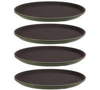 YUENPUN Lot de 4 plateaux ronds antidérapants en plastique noir de 28 cm avec surface en caoutchouc pour nourriture, boissons, café
