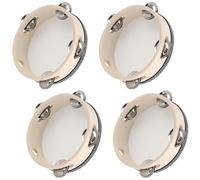 YUENPUN Lot de 4 tambourins en bois de 15,2 cm avec clochettes, instruments de musique pour la pratique, la performance