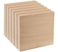 YUENPUN Lot de 6 blocs de bois vierges en bois de tilleul naturel pour travaux manuels, blocs carrés en bois brut pour peinture, projets d'artisanat, décorations, 15 x 15 x 2,5 cm