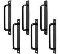 YUENPUN Lot de 6 poignées de porte de grange noires de 180 x 25 mm, poignées de porte coulissante en alliage d'aluminium pour abri de jardin, porte, placard