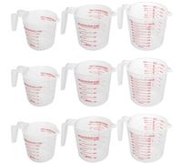 YUENPUN Lot de 9 verres à mesurer en plastique transparent avec poignée, 1 litre, 500 ml, 250 ml, petit verre doseur pour boulanger de cuisine