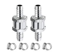 Yuentoen Check Valve 16 mm, Aluminium Valve, Check Valve for Petrol, Water, Chrome, Car, Low Pressure System, Pack of 2
