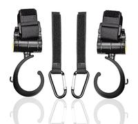 YUENX 4 Pièces Clip Poussette Universel Crochets Poussette Clips Mousqueton pour Accrocher vos Achats Sacs et Cabas sur Poussette Caddie Fauteuil Roulant (Noir)