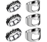 YUENX 6Pcs Anneau Décapsuleur en Metal Bague decapsuleur ouvre Bouteille Tire Bouchon Biere bagues Acier Inoxydable a 2 Styles Différents 3 tailles 19mm,20mm,21mm pour Hommes et Passionné de Bière