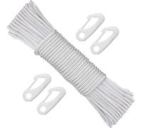 YUENX Corde de Drapeau en Nylon, Drisse de Ligne de Drapeau avec 4Pcs Mousquetons 15m Corde à Linge en Nylon pour Attacher Un Drapeau à Un Mât (Blanc)