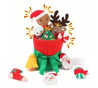 YUEPET Lot de 11 jouets de Noël en peluche pour chien, jouet interactif couineur avec papier froissé, jouet à mâcher pour arbre de Noël et renne du Père Noël, cadeaux pour chiots et petits chiens