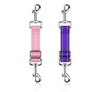 YUEPET Lot de 2 clips de sécurité réglables pour collier de chien - Clips de secours réfléchissants à double extrémité - Connecteur de laisse pour harnais de chien au collier - Clip de sécurité (rose