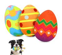 YUEPET Lot de 3 œufs de Pâques pour chien, jouets couineurs à mâcher pour nettoyer les dents et soulager l'anxiété, jouet en peluche, cadeaux de Pâques pour chiots chiens de petite et moyenne taille