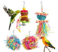 YUEPET Lot de 4 Jouets à mâcher pour Petits perroquets, Cage de fourrage, Jouet à Suspendre pour Petits Oiseaux, perruches, perroquets, inséparables, calopsittes