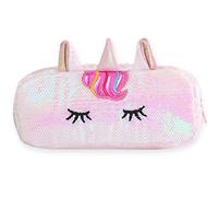 YUESEN Trousse à Crayons Réversible à Paillettes Grande Capacité Trousse à Crayons Fermeture Éclair Licorne Sac à Crayons Bureau Porte-Stylo Organisateur Sac de Papeterie
