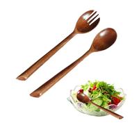 Yueser Cuillère en Bois, Fourchette en Bois Cuillère à Café en Bois Naturel Cuillère à Thé à Miel Cuisson Dégustation Dîner Table Cuillère pour Cuisine (2pcs)