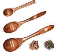 Yueser Cuillère en Bois Naturel - Set de 3 pour Café, Thé, Miel, Cuisson, Dégustation et Dîner - Ustensile de Cuisine