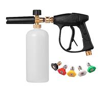 YUET Laveuse à Haute Pression Pulvérisateur de Lavage,1L Réglable 1/4" Rapide Cannon à Mousse,Distributeur Bouteille Pistolet avec 5 Buses de Pulvérisation pour Nettoyage Jardin Plancher Voiture