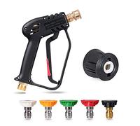 YUET Pistolet de Lavage Haute Pression 4350 PSI avec 5 Buses de Pulvérisation, Pistolet de Nettoyage de Voiture, Interface M22(14mm),1/4" Connexion Rapide, Adaptateur pour Karcher K1-K7