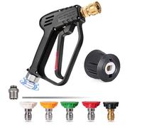 YUET Pistolet de nettoyeur haute pression avec poignée pivotante à 360° avec 5 embouts de buse d'eau, nettoyeur d'eau pour kit de nettoyage de voiture (M22 14 mm connecteur de tuyau et connecteur