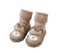 Yuetide Chaussons Chaussettes Bébé Fille Hiver Chaud Chaussures Premiers Pas Semelle Souple Antidérapants Garcon Naissance Brun Foncé 6-12 mois