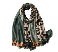 Yuetide Foulard Imprimé Léopard Femme Écharpe Châle Doux Léger Pashmina Châle Wrap Grand Tantan Printemps Automne Vert