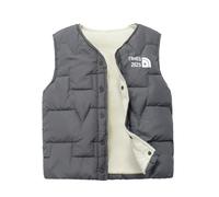 Yuetide Gilet sans Manches Fille Garçons Veste Matelassé Doublé Polaire Hiver Chaud Enfant Unisex Doudoune sans Manche Gris 9-10 ans