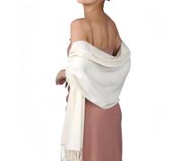 Yuetide Pashmina Châles Etole Élégant Cachemire Synthétique Mariage Soirée Cérémonies Fêtes Écharpe Femmes Élégant Hiver Blanc