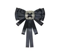 yueton 1 lot de nœuds noirs avec nœud papillon élégant imitation cristal pour col de chemise pour femme