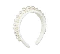 yueton Lot de 1 bandeau élégant avec fausses perles blanches - Bandeau large - Accessoire de cheveux tendance pour femme