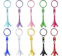 Yueton Lot de 10 Retro Mini coloré rétro tour Eiffel modèle clés en métal Split Porte-clés Porte-clés