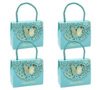 yueton Lot de 10 sacs cadeaux de mariage en forme de papillon creux pour décoration de mariage, anniversaire de mariage, fête d'anniversaire, bleu, 11 x 5,5 x 9 cm