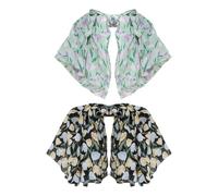 yueton Lot de 2 barrettes à cheveux en mousseline de soie avec nœud - Élégantes pinces à cheveux florales - Pour cheveux épais et bouclés