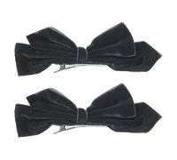 yueton Lot de 2 pinces à cheveux élégantes en velours noir avec nœud latéral antidérapant pour femme