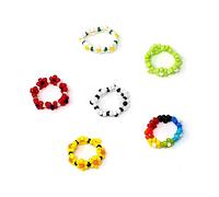 yueton Lot de 6 bagues élastiques colorées et réglables en forme de fleur pour vacances à la mer