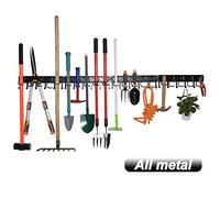 YueTong Lot de 4 organiseurs muraux réglables en métal de 172,7 cm avec crochets pour balai, râteau, serpillère, pelle