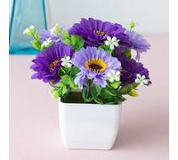 YUETTYY Fleurs violettes artificielles, fleurs artificielles en plastique dans un pot, herbe, jardin, décoration d'intérieur (violet)