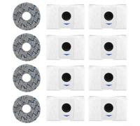 YUETTYY Lot de 12 sacs d'aspirateur de rechange et chiffon de nettoyage pour Ecovacs pour Deebot T20 Omni/X1 Omni 8, (8 sacs d'aspirateur + 4 pinces d'essuyage (bleu)