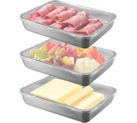 YUETTYY Lot de 3/6/9 boîtes alimentaires en acier inoxydable avec couvercles, boîte de rangement pour bacon, salade, viande froide, fruits, boîte de rangement pour réfrigérateur, assiette de poisson