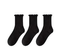 YUEVXN Chaussettes à volants noires et blanches for femmes, mignonnes | Les couleurs classiques noir et blanc sont polyvalentes et faciles à assortir.