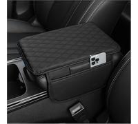 YUEXIANGJING Coussin Accoudoir Voiture pour Alfa Romeo Junior AB 2024 Hybrid, Coussin d'Accoudoir Voiture en Cuir Tapis D'Accoudoir Console Centrale de Voiture,Black