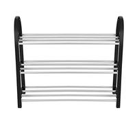YUEYASHUX Metal Shoes Storage Staglf Sturdy and Practical for Home Black Silver 3 Tiers Organisateur (Moyen à Trois Couches 50 * 19 * 42cm)