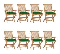 Yueyinnkeji Chaises De Jardin Avec Coussins Vert 8 Pcs Bois De Teck Massif Type4 Vert