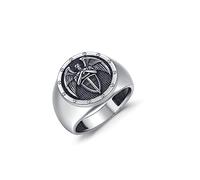 YueYuan Bague Homme Argent Sterling 925 Archange Saint Michael Protection Bijoux Chrétiens Cadeaux Taille 10, Argent Sterling