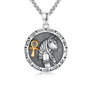 YueYuan Bastet Collier en argent sterling 925 avec pendentif chat égyptien déesse Bastet Bijoux égyptiens Cadeaux pour hommes et femmes, 0,94 Zoll (24 mm), Argent sterling, Pas de gemme