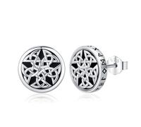 YueYuan Boucles d'oreilles viking runes en argent sterling 925 - Onyx noir - Boucles d'oreilles celtiques - Bijou viking pour homme, père, mari