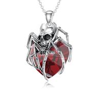 YueYuan Collier araignée pour femme en argent sterling 925 avec cristal rouge - Collier araignée - Bijou gothique pour sœurs, filles, épouses, amies, mères, amoureux gothique