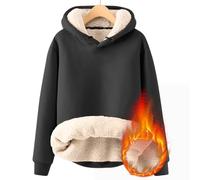 YueYue Cardigan à capuche en polaire épaisse doublé en velours chaud à manches longues pour femme, Noir , 4XL